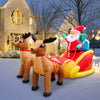 6.9ft Long Christmas Inflatable LED Lighted Santa on Yellow Sleigh with Reindeers and Gift Boxes Blow up Outdoor Yard Decoration