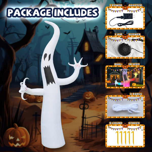 12 FT Halloween Inflatable Ghost, Huge Scary Spooky Design with Built-in LEDs, Outdoor Yard Decoration