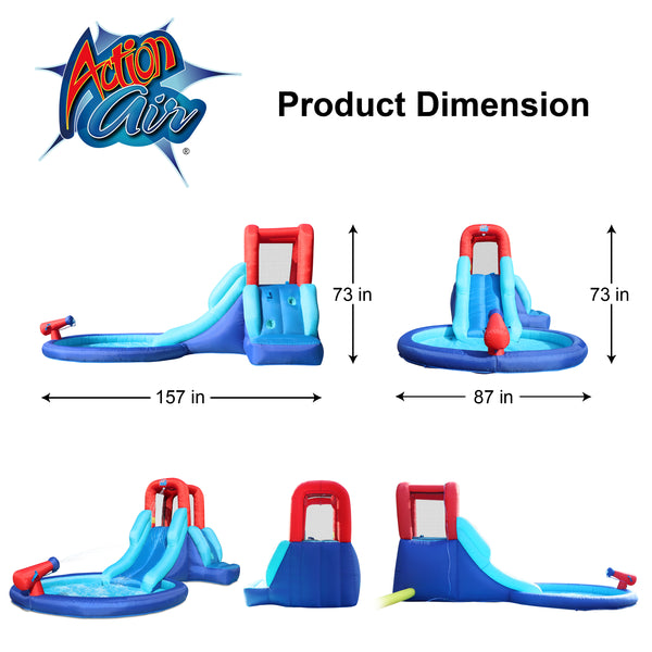 Action Air Inflatable Water Slide with Water Cannon & Splash Pool