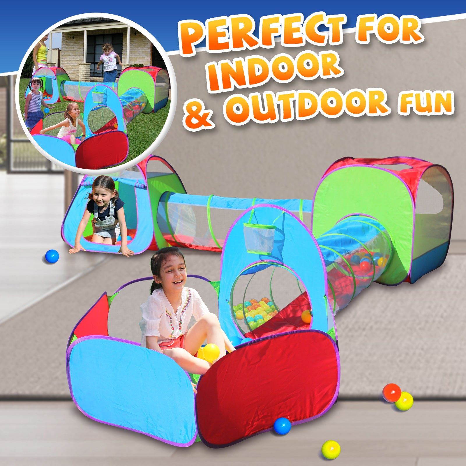 5-in-1 Pop up Play Tent and Tunnel Set - Unlimited Adventures for Kids