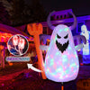 5 FT Halloween Inflatable Ghost with Fork - Cute Design with Built-in LEDs, Outdoor Yard Decoration