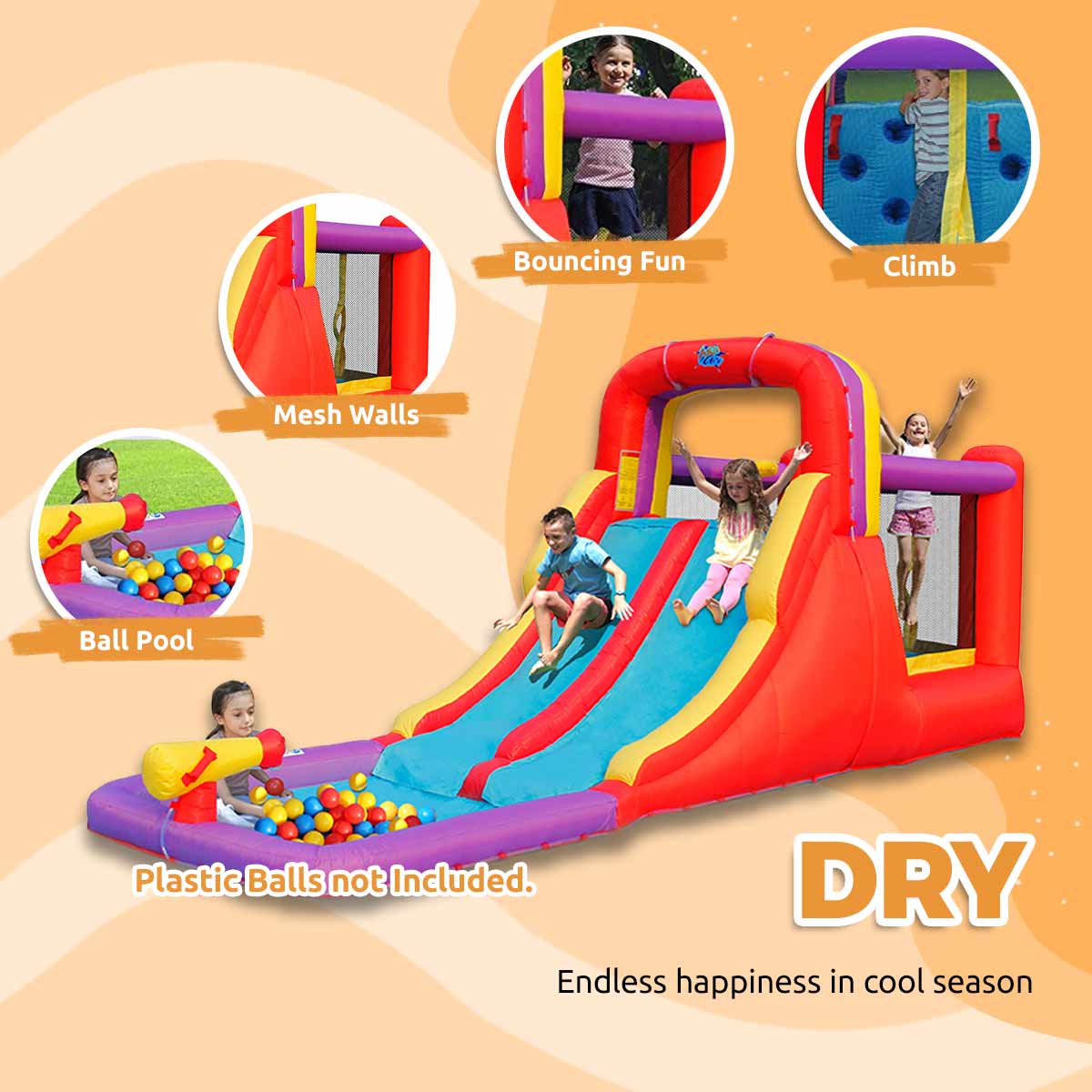 Dry use - Inflatable Water Slide Bounce House with Double Blow Up Slides